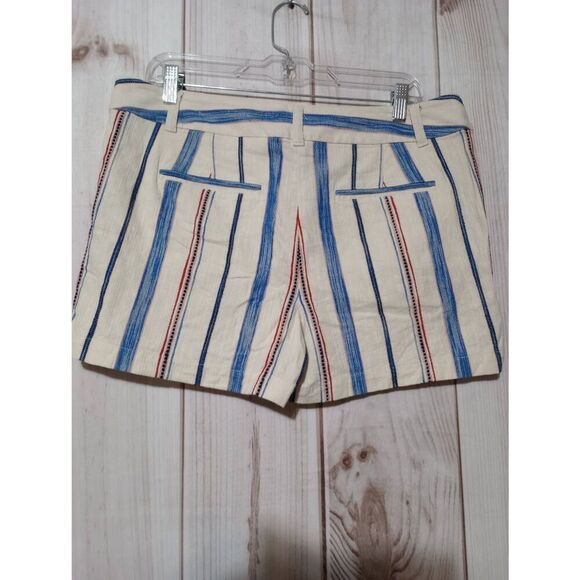 Loft Shorts Ladies 12 Cream Red Blue‎ Chino - Picture 2 of 7